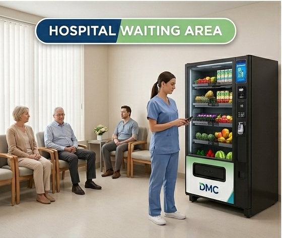 Vending machine in hospital waiting area